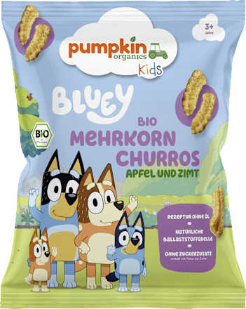 Kindersnack Mehrkorn Churros Apfel & Zimt Bluey ab 3 Jahren pumpkin organics