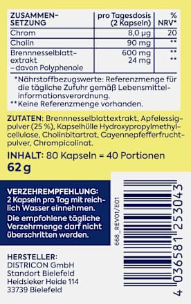 Kapseln Apfelessig + Brennessel Zirkulin