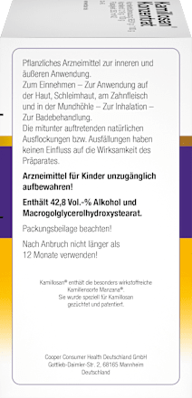 Kamillosan Konzentrat Kamillenblütenauszug 98,91g / 100g, Kamillenöl 0,19g / 100g Flüssigkeit Kamillosan