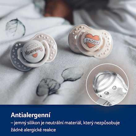 dudlík silikonový I love, 0-3 měsíce LOVI