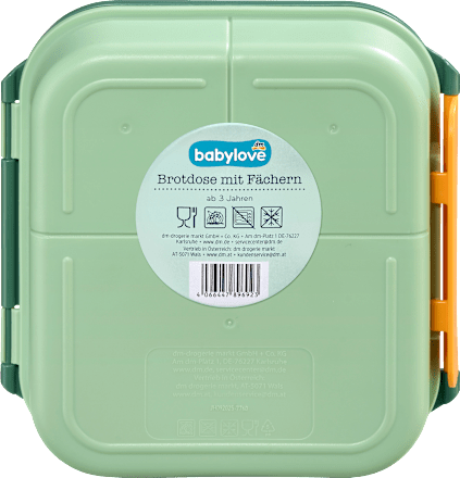 Brotdose mit Fächern hellgrün/dunkelgrün babylove