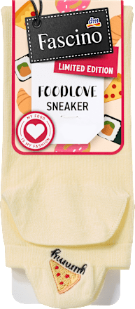 Sneakersocken mit Pizza-Motiv gelb Gr. 35-38 Fascino