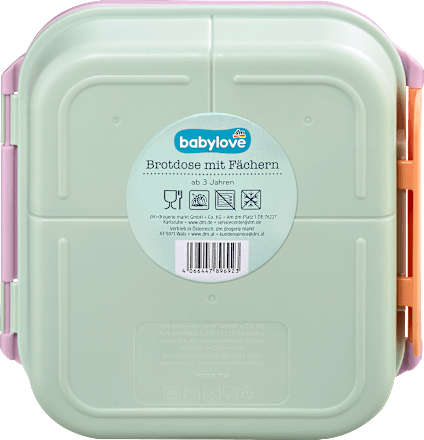 Brotdose mit Fächern grün/rosa babylove