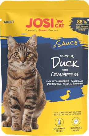 Mokra karma dla kota, kaczka z żurawiną w sosie JosiCat
