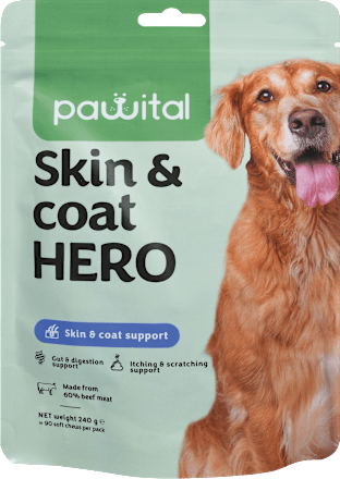 Dopolnilna hrana za pse - prigrizek z govedino Skin & Coat HERO pawital