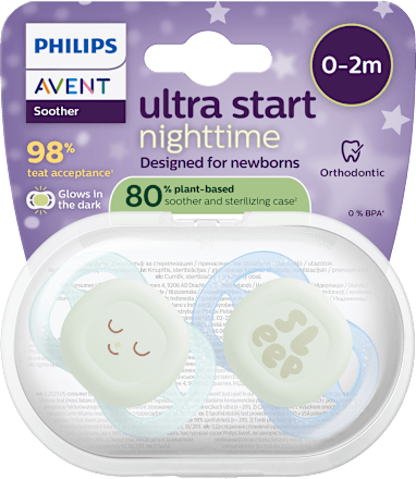 Nočné cumlíky ultra start Nighttime - chlapec 0-2 m PHILIPS AVENT