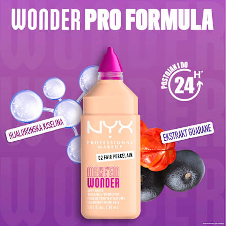 MAKE'EM WONDER tečni puder - 02 Fair Porcelain NYX PROFESSIONAL MAKEUP