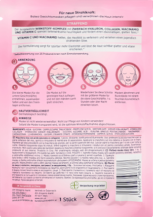 Maska za lice u maramici Glass Skin – s hijaluronom i kolagenom Balea