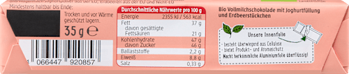 bio tyčinka mléčná čokoláda jogurt & jahoda dmBio