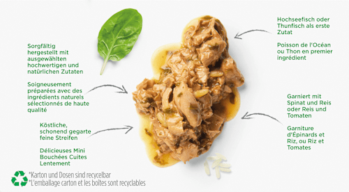 Nassfutter Katze mit Hochseefisch, Spinat & Reis, nature's creations, Multipack (4x85 g) Purina Gourmet