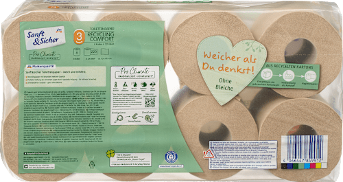 toaletní papír recyklovaný, 8x220, třívrstvý Sanft&Sicher
