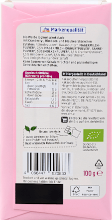 Schokolade, Joghurt-Beeren Mix dmBio