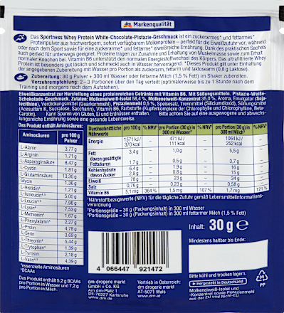 Whey Proteinpulver, White Chocolate Pistazie Geschmack Sportness