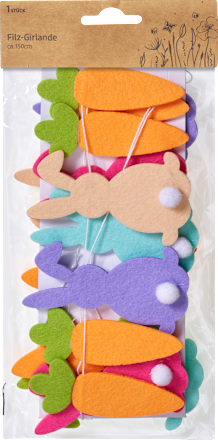 Filz-Girlande, Hase-Karotte, bunt (150 cm) Dekorieren & Einrichten