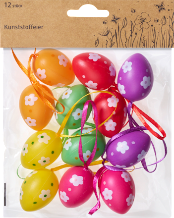 Kunststoffeier zum Aufhängen, bunt gemustert (30 mm) Dekorieren & Einrichten