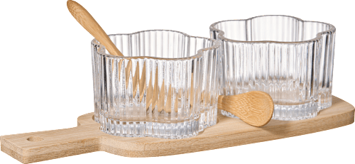 Tapasset, Bambus mit Glasschälchen in Blumenform & Holzlöffel 5tlg Dekorieren & Einrichten