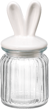 Glasvorratsdose mit Keramikdeckel, Hasenohren, gerillt, weiß (260 ml) BOLTZE