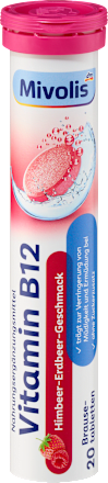 Šumeće tablete vitamin B12, okus maline i jagode Mivolis
