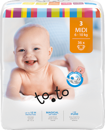 Otroške plenice Midi, velikost 3 (6-10 kg) to.to