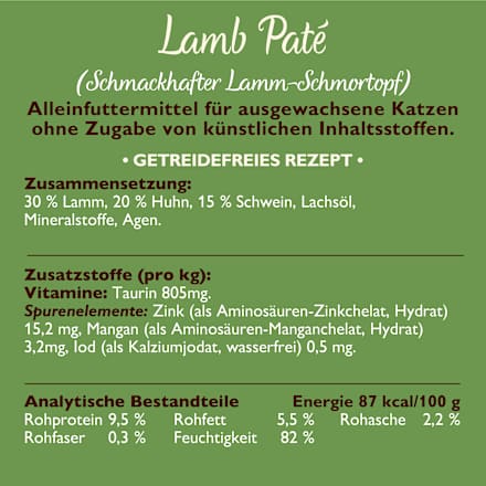 Nassfutter Katze mit Lamm, smooth paté LILY'S KITCHEN