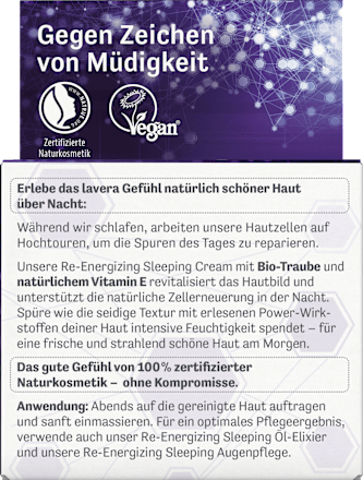 Nachtcreme Re-Energizing Sleeping Cream lavera NATURKOSMETIK
