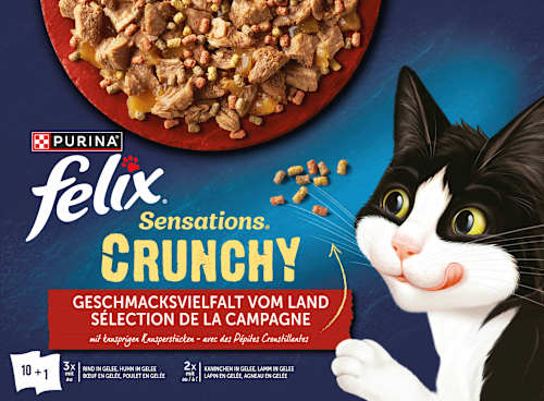 Nassfutter Katze Sensations Crunchy Geschmacksvielfalt vom Land Felix