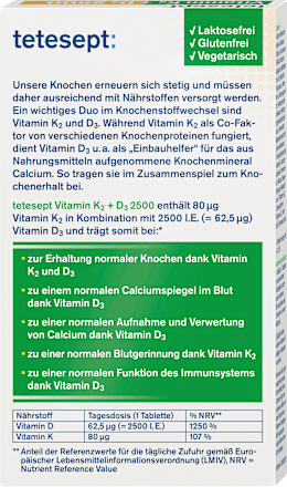 Vitamin K2 + D3 Tabletten 30 St tetesept