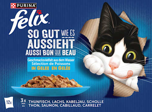 Nassfutter Katze So gut wie es aussieht Geschmacksvielfalt aus dem Wasser Felix