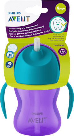 Trinkhalmbecher mit Griffen lila, 200 ml PHILIPS AVENT