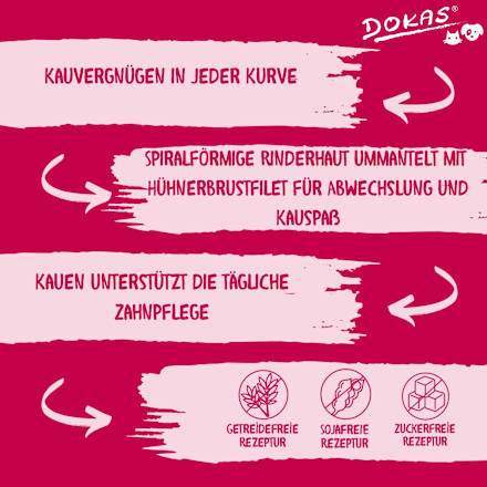 Kausnack Hund, Hühnerbrustspirale (3 Stück) DOKAS