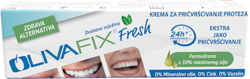 Pričvrstilna krema za zobne proteze Fresh OLIVAFIX
