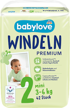 Pieluszki Premium rozmiar 2, mini, 3-6 kg babylove