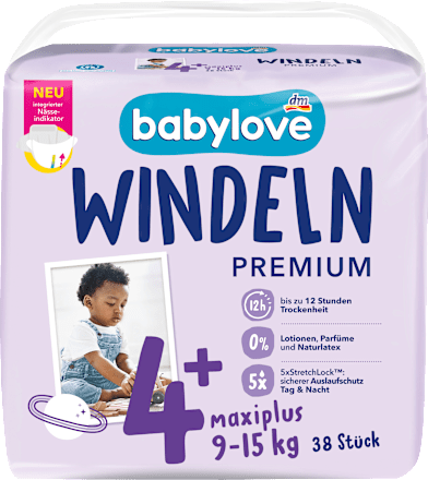 Pieluszki Premium, rozmiar 4+, maxiplus, 9-15 kg babylove