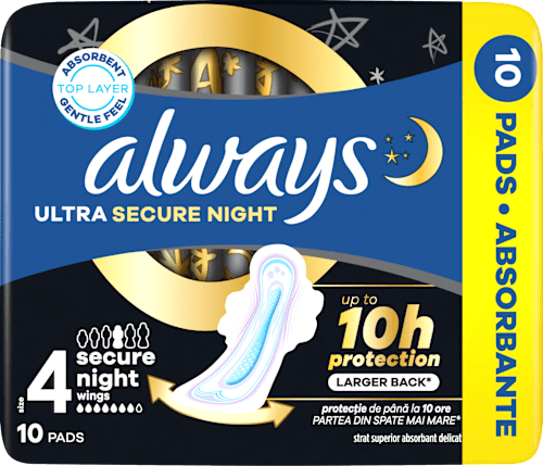 vložky s křidélky Ultra Secure Night, velikost 4 always