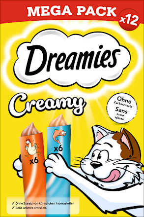 Katzenleckerli Creamy mit Huhn & Lachs (12 Stück) Dreamies