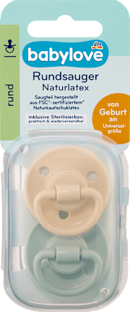 Schnuller Latex rund, creme/grün, von Geburt an  babylove