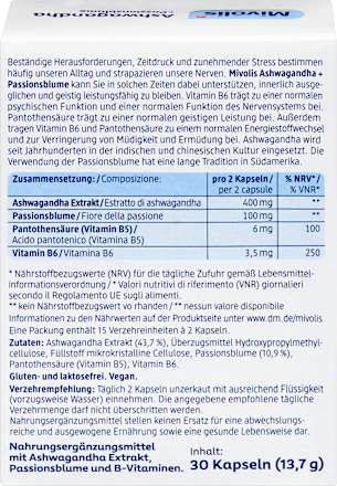 Kapseln Ashwagandha + Passionsblume Mivolis