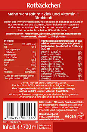 Saft Immunstark mit Zink und Vitamin C Rotbäckchen