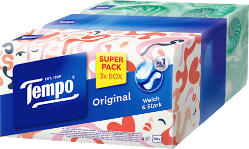 Taschentücher Trio Box 4-lagig (3x100 St) Tempo