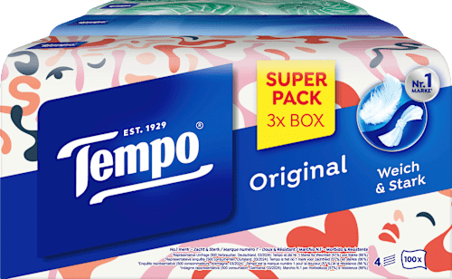 Taschentücher Trio Box 4-lagig (3x100 St) Tempo