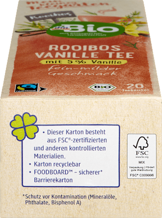 Bio zeliščni čaj rooibos z vaniljo (20 × 1,5 g) dmBio
