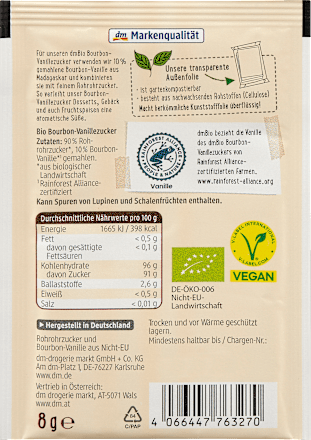 Vanillezucker mit Bourbon-Vanille (4x8g) dmBio