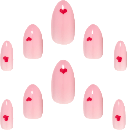 Künstliche Nägel Dream Nails Red Hearts Elegant Touch
