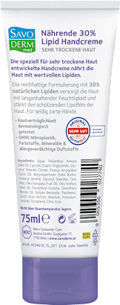 Nährende 30% Lipid Handcreme Savoderm med
