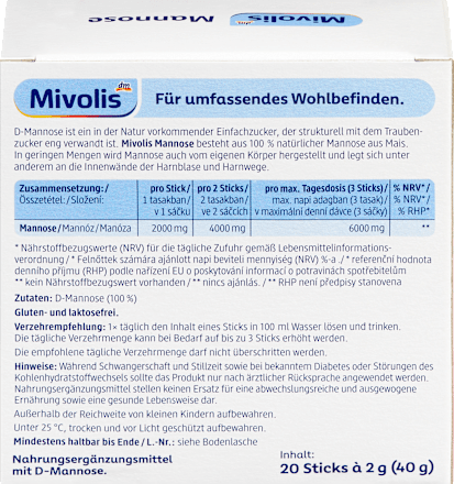 Mannose Sticks 20 St Mivolis