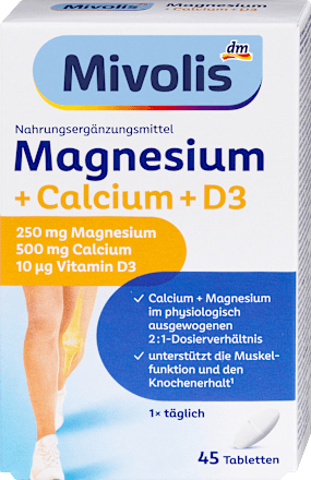 Magnesium + Calcium + D3 Tabletten 45 St Mivolis