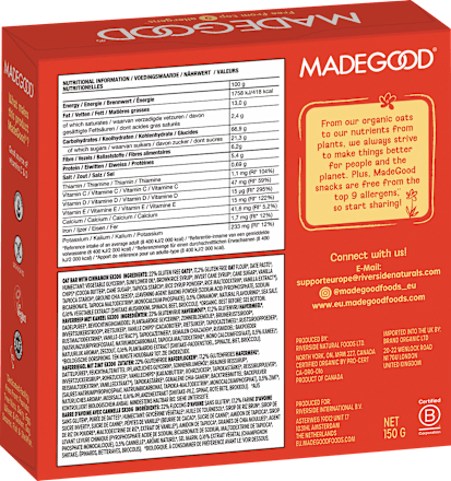 Müsliriegel, Cinnamon Bun, Soft Baked Oat Bars (5 Stück) Made Good