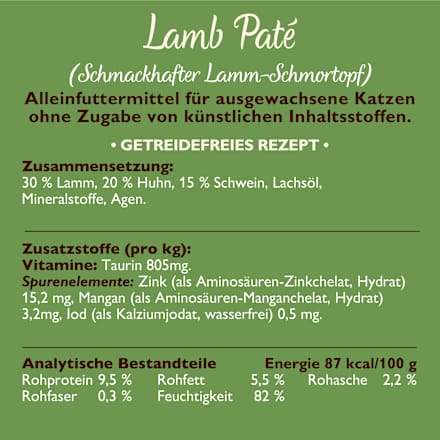 Nassfutter Katze mit Lamm, smooth paté LILY'S KITCHEN