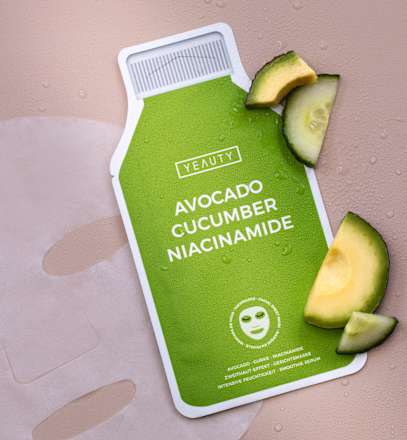 Maska za obraz v obliki krpice z avokadom, kumarami in niacinamidom YEAUTY