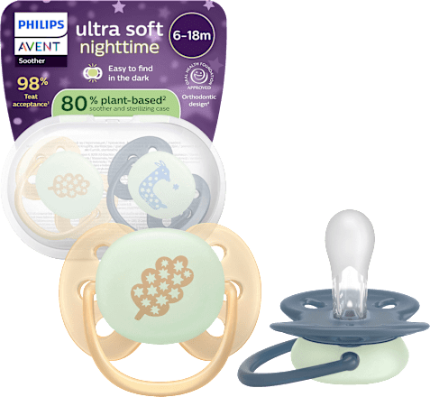 Schnuller ultra soft nighttime Silikon, beige/blau, ab 18 Monaten PHILIPS AVENT
